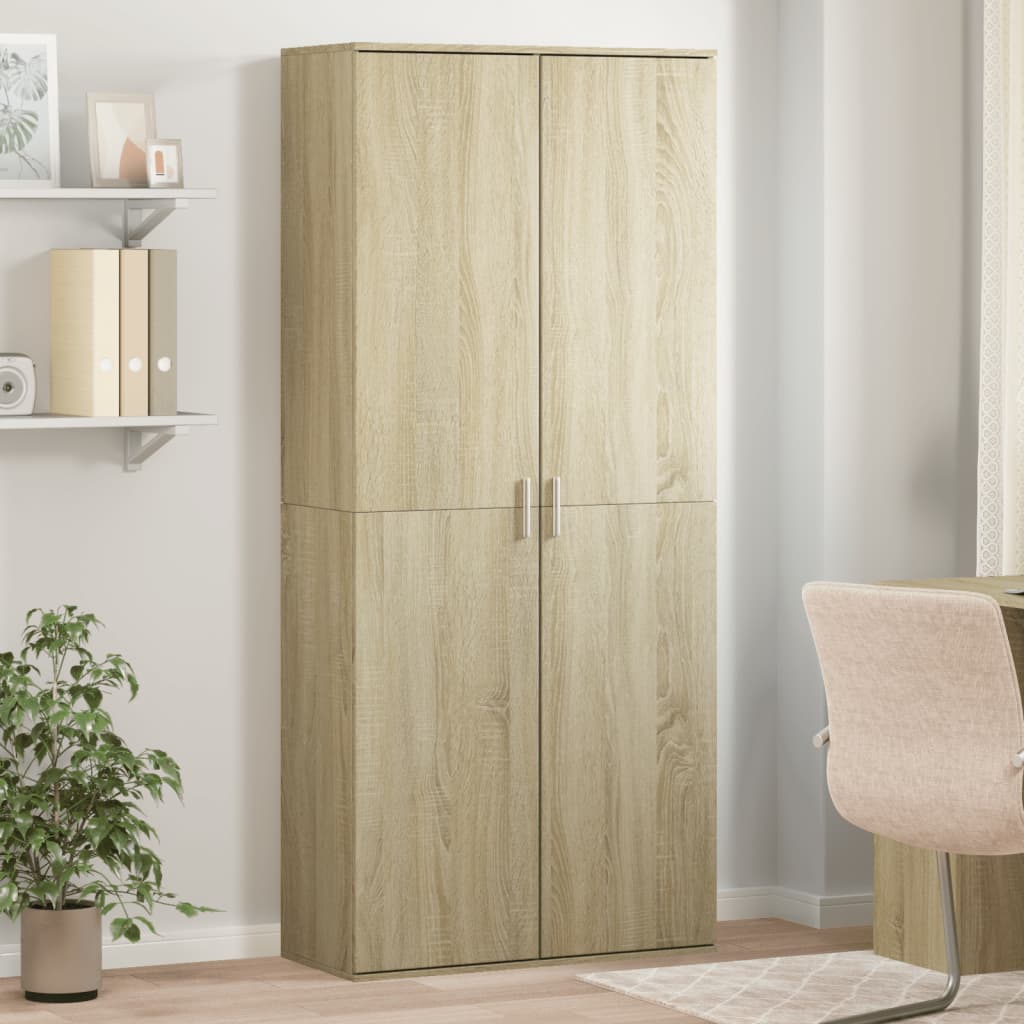 Buffet haut chêne sonoma 80x35x180 cm bois d'ingénierie