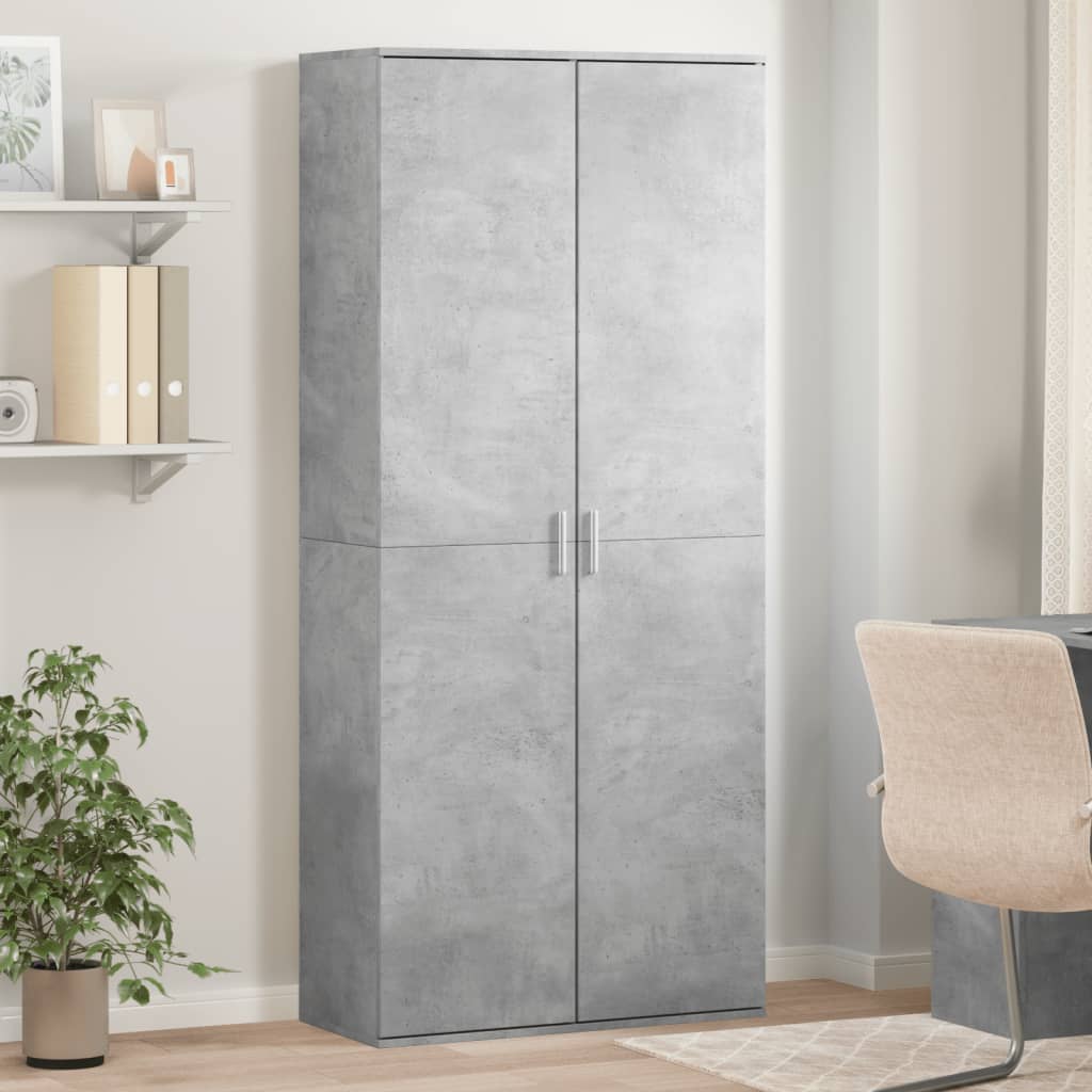 Buffet haut gris béton 80x35x180 cm bois d'ingénierie Casiers & armoires de rangement vidaXL