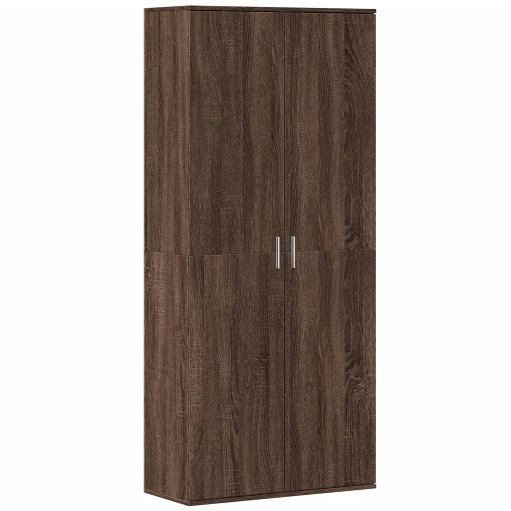 Buffet haut chêne marron 80x35x180 cm bois d'ingénierie
