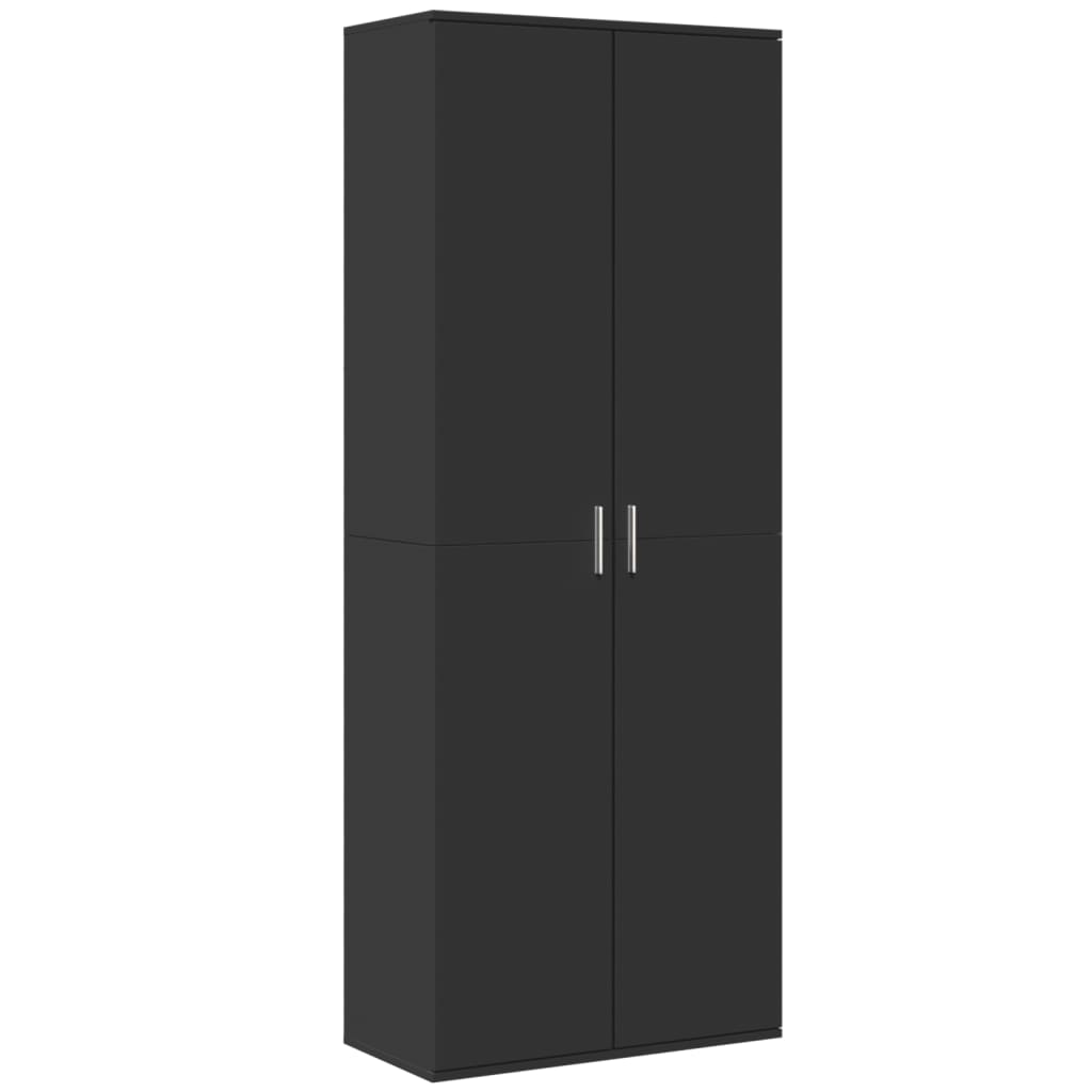 Buffet haut noir 70x35x180 cm bois d'ingénierie