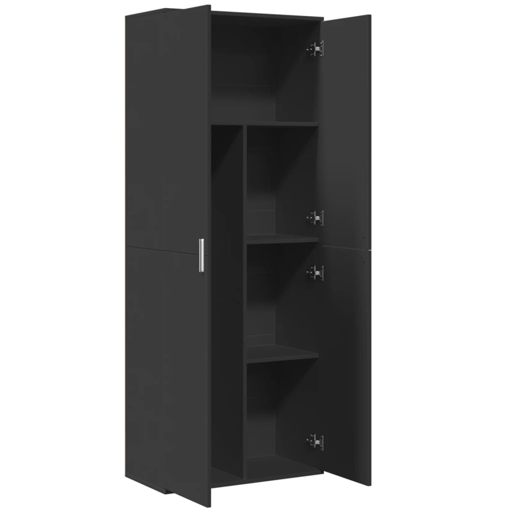 Buffet haut noir 70x35x180 cm bois d'ingénierie