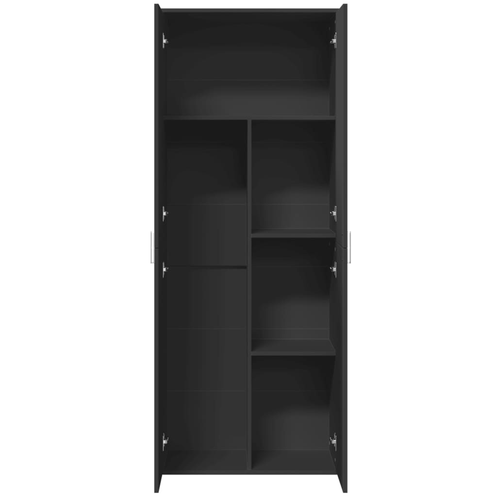 Buffet haut noir 70x35x180 cm bois d'ingénierie