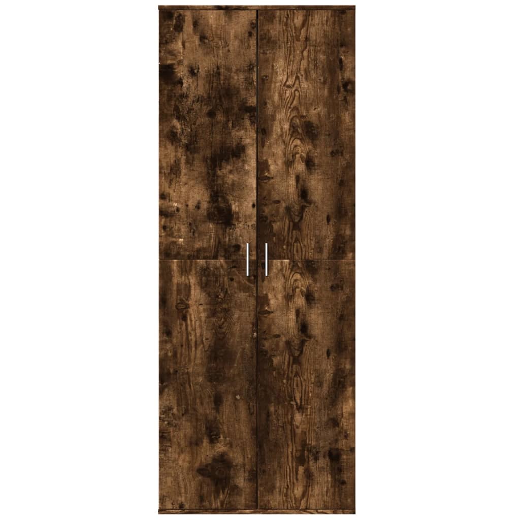Buffet haut chêne fumé 70x35x180 cm bois d'ingénierie