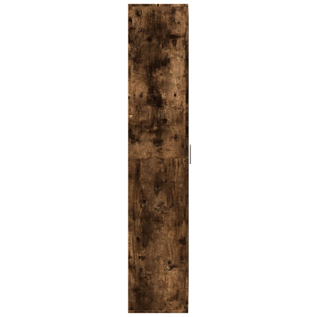 Buffet haut chêne fumé 70x35x180 cm bois d'ingénierie