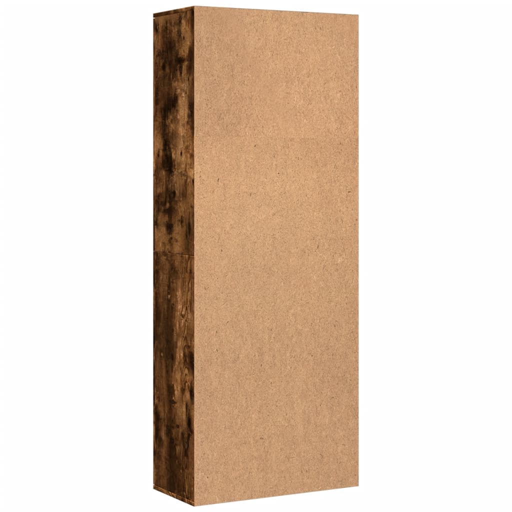 Buffet haut chêne fumé 70x35x180 cm bois d'ingénierie
