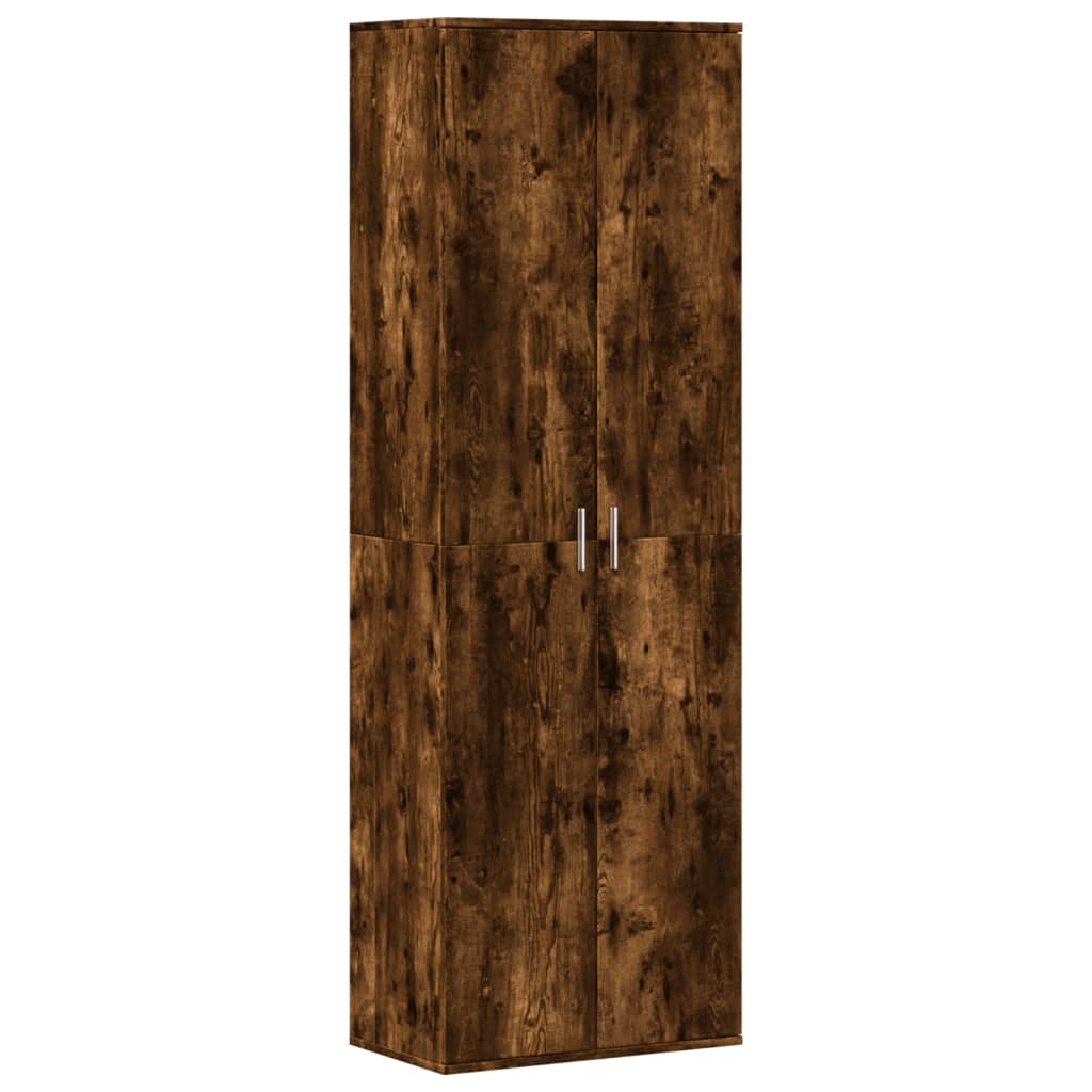 Buffet haut chêne fumé 60x35x180 cm bois d'ingénierie