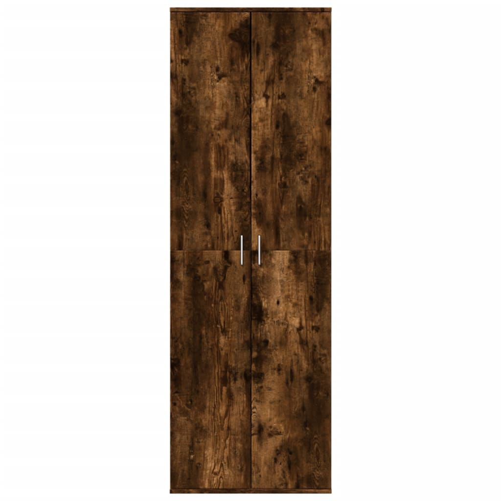 Buffet haut chêne fumé 60x35x180 cm bois d'ingénierie