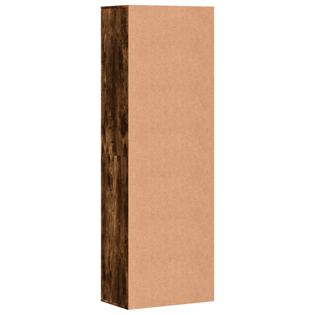 Buffet haut chêne fumé 60x35x180 cm bois d'ingénierie