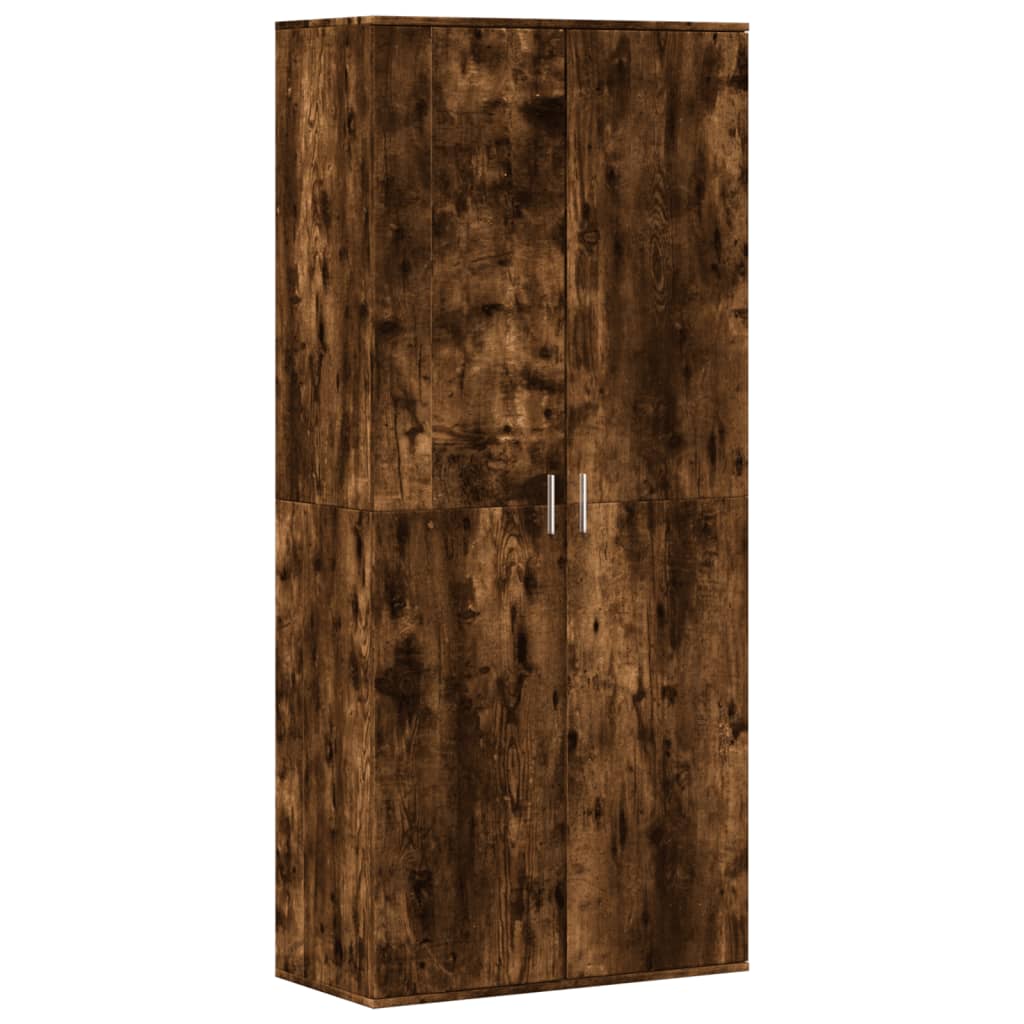 Armoire à chaussures chêne fumé 80x39x178 cm bois d'ingénierie - XIOS