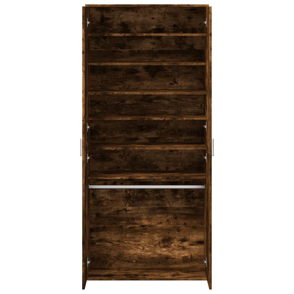 Armoire à chaussures chêne fumé 80x39x178 cm bois d'ingénierie - XIOS