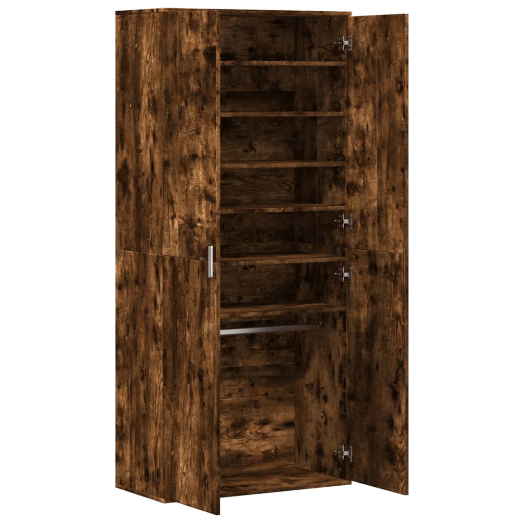 Armoire à chaussures chêne fumé 80x39x178 cm bois d'ingénierie - XIOS