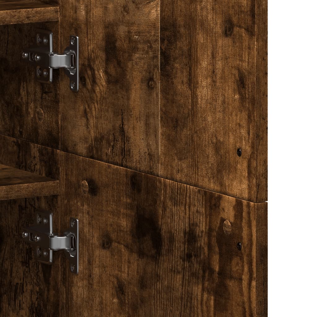 Armoire à chaussures chêne fumé 80x39x178 cm bois d'ingénierie - XIOS