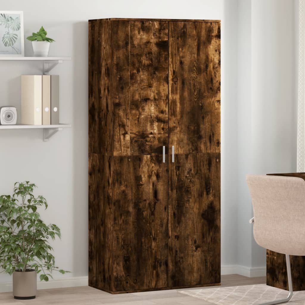 Armoire à chaussures chêne fumé 80x39x178 cm bois d'ingénierie - XIOS