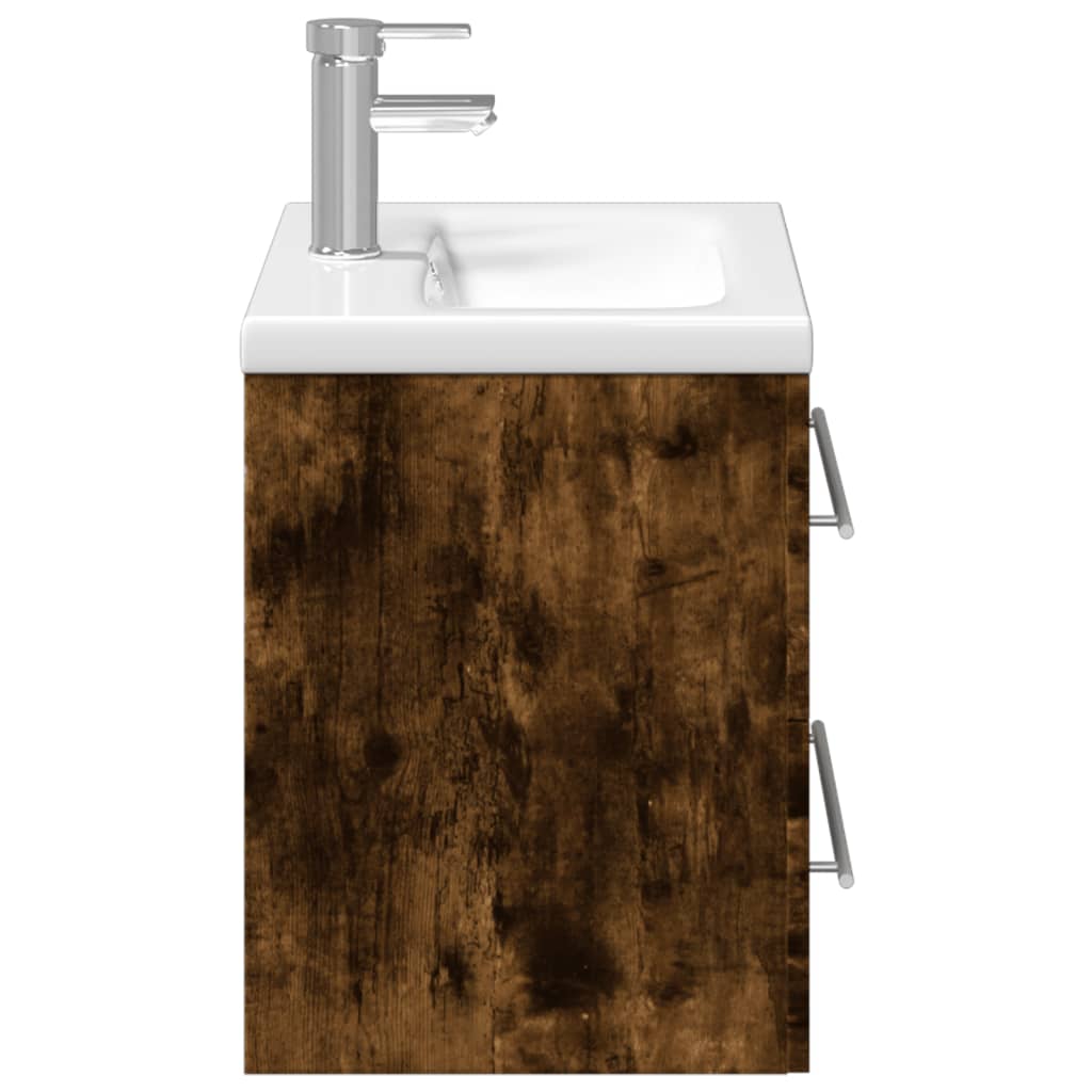 Armoire lavabo de salle de bain avec bassin intégré chêne fumé - XIOS