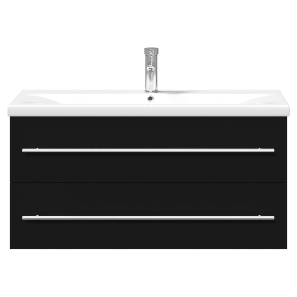 Armoire lavabo de salle de bain avec bassin intégré noir - XIOS