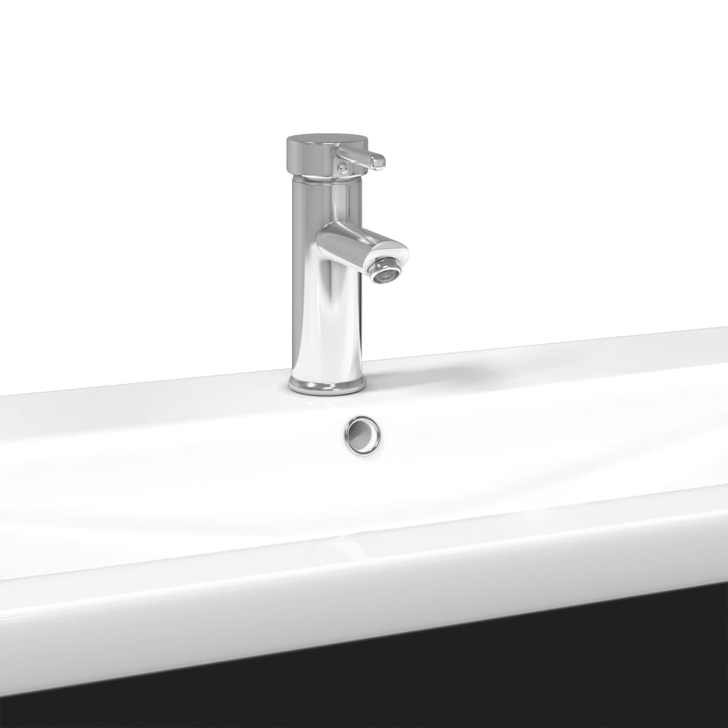 Armoire lavabo de salle de bain avec bassin intégré noir - XIOS
