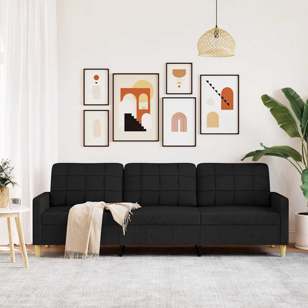 Canapé à 3 places Noir 210 cm Tissu - XIOS