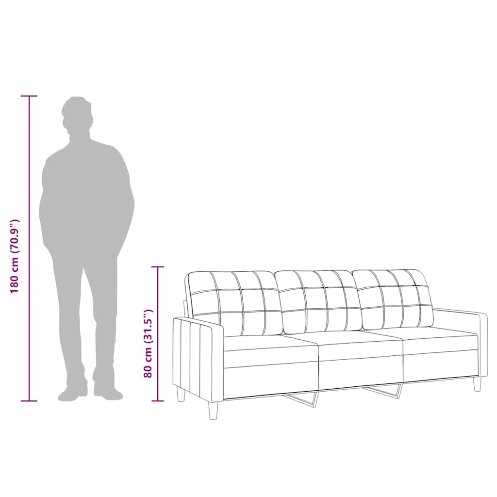 Canapé à 3 places Rouge bordeaux 210 cm Tissu - XIOS