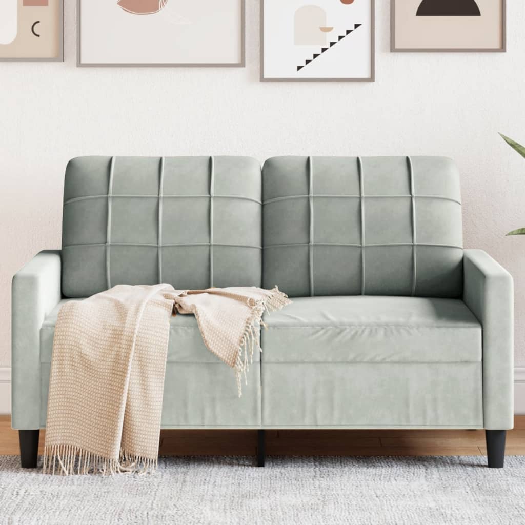 Canapé à 2 places Gris clair 120 cm Velours - XIOS