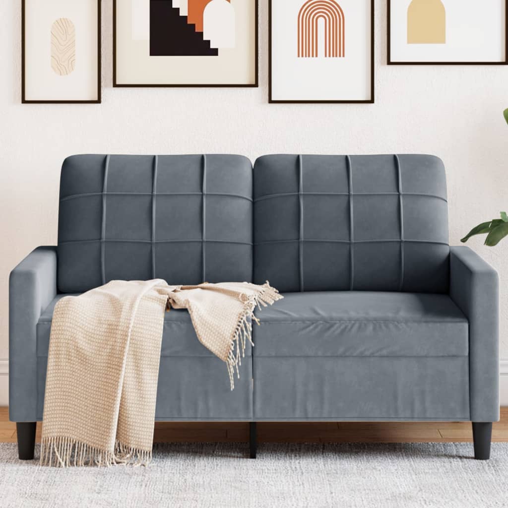 Canapé à 2 places Gris foncé 120 cm Velours - XIOS