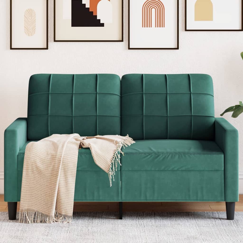 Canapé à 2 places Vert foncé 120 cm Velours - XIOS