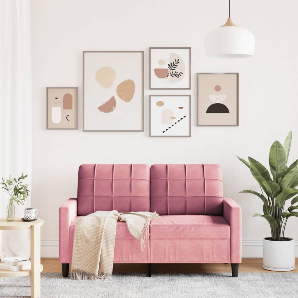 Canapé à 2 places Rose 120 cm Velours - XIOS