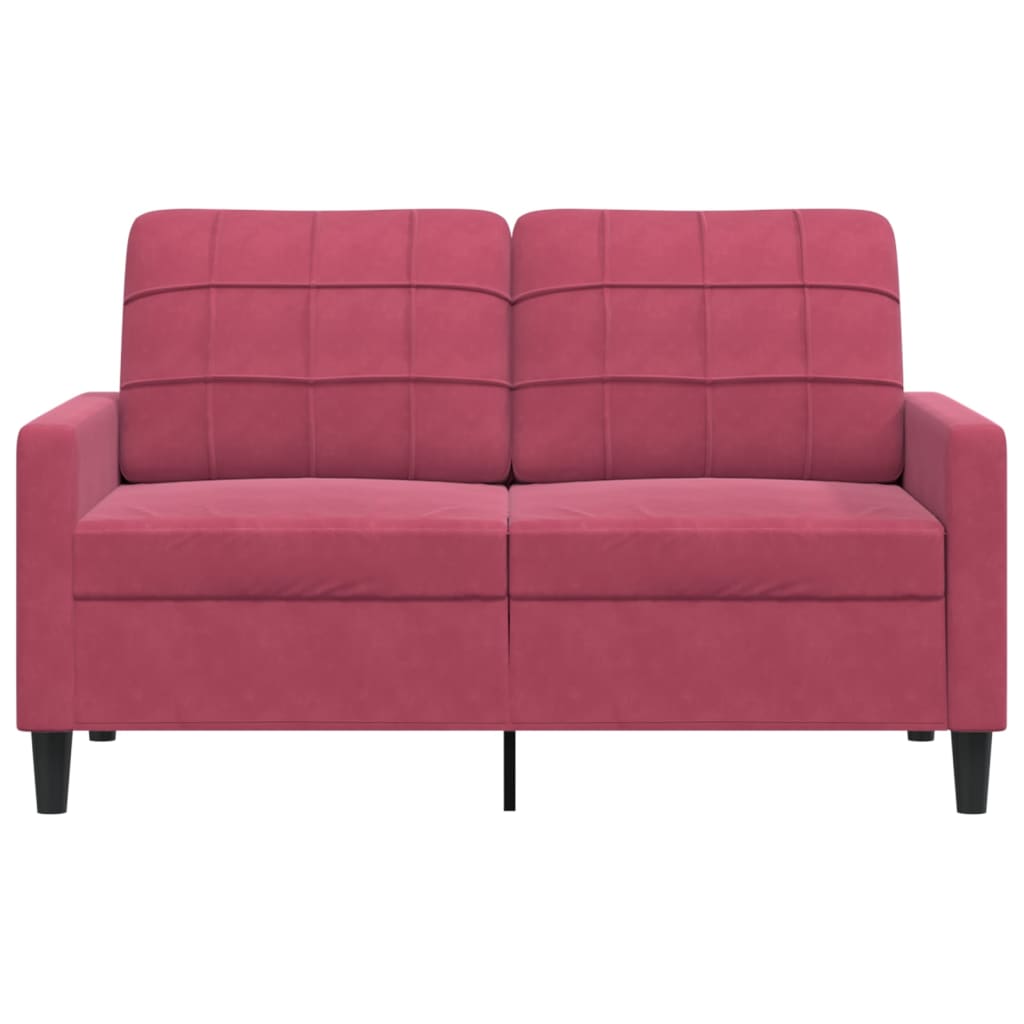Canapé à 2 places Rouge bordeaux 120 cm Velours - XIOS