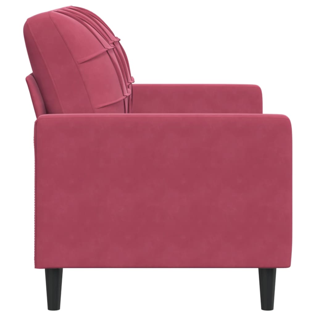 Canapé à 2 places Rouge bordeaux 120 cm Velours - XIOS