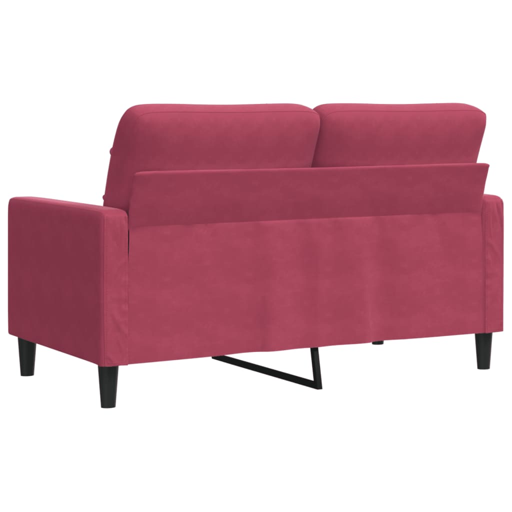 Canapé à 2 places Rouge bordeaux 120 cm Velours - XIOS