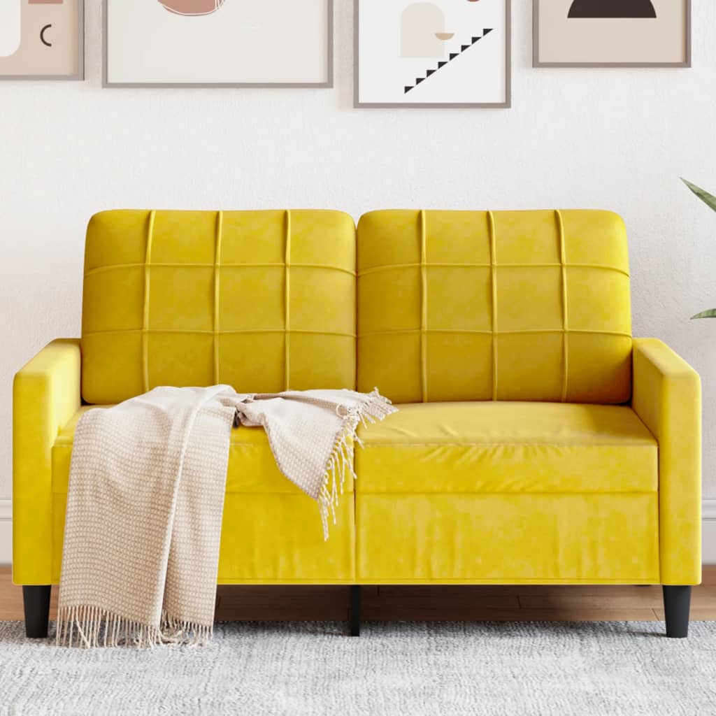 Canapé à 2 places Jaune 120 cm Velours - XIOS