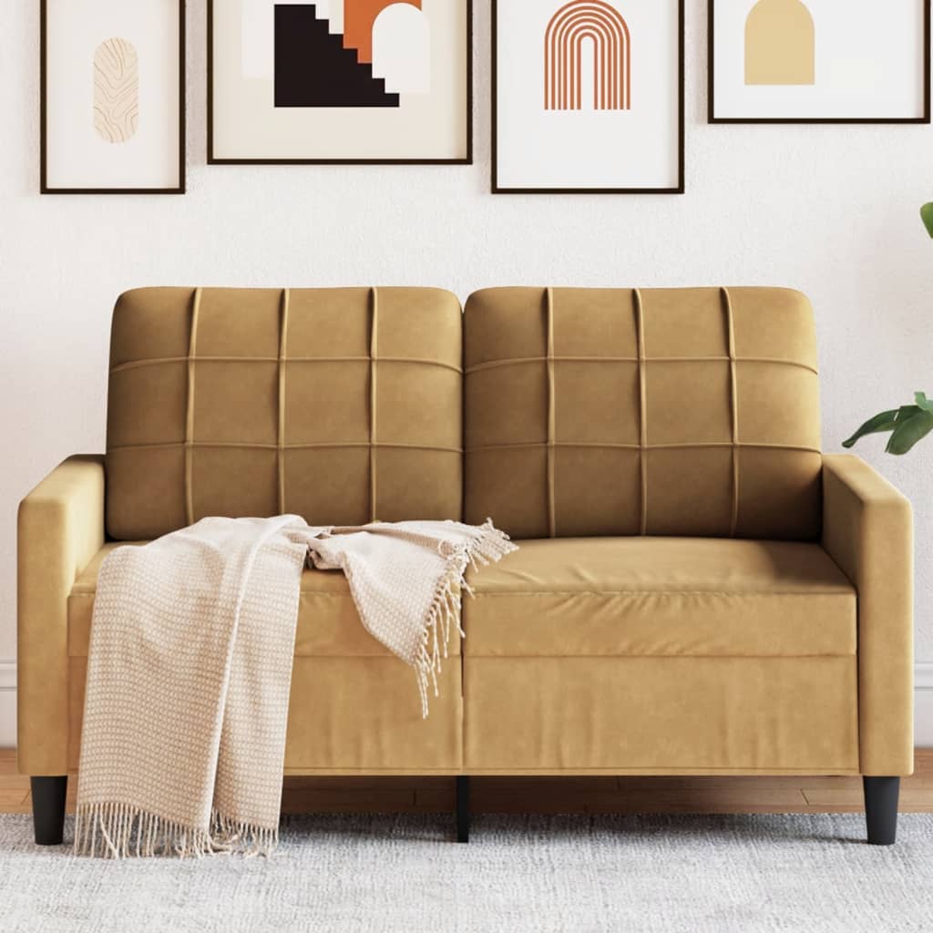 Canapé à 2 places Marron 120 cm Velours - XIOS
