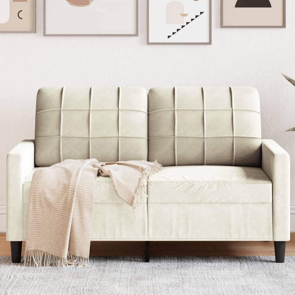 Canapé à 2 places Crème 120 cm Velours - XIOS