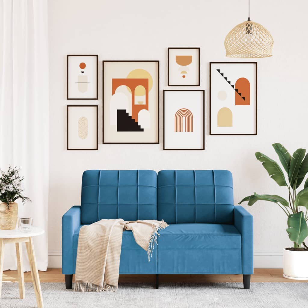 Canapé à 2 places Bleu 120 cm Velours - XIOS