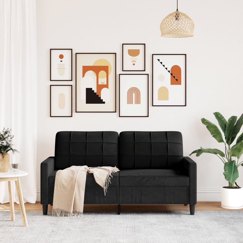Canapé à 2 places Noir 140 cm Velours - XIOS