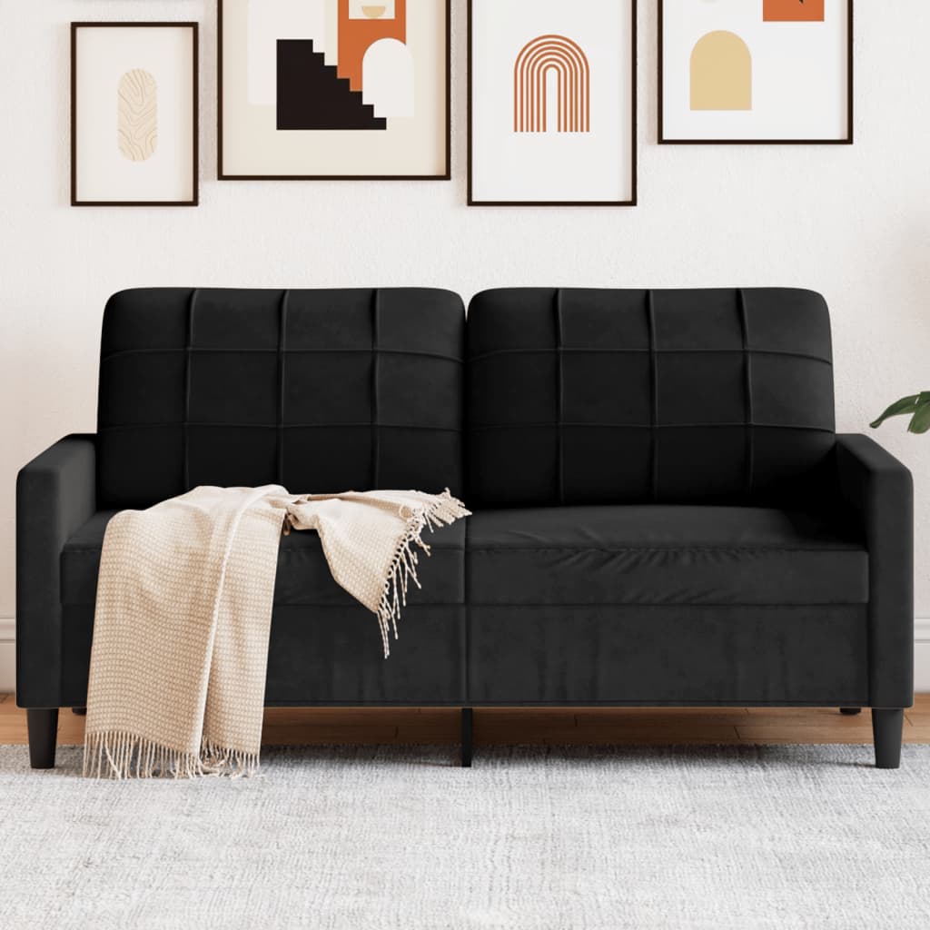 Canapé à 2 places Noir 140 cm Velours - XIOS