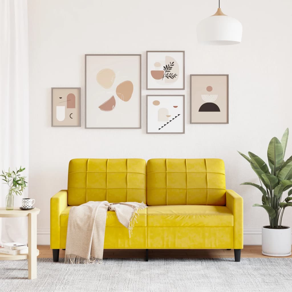 Canapé à 2 places Jaune 140 cm Velours - XIOS