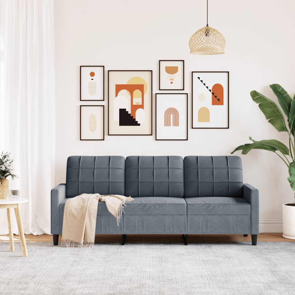 Canapé à 3 places Gris foncé 180 cm Velours - XIOS