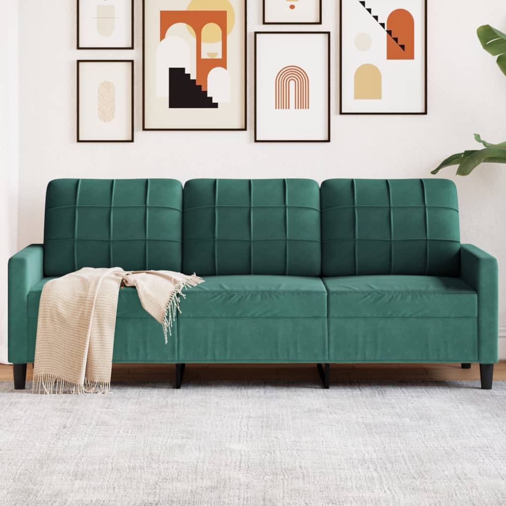 Canapé à 3 places Vert foncé 180 cm Velours - XIOS