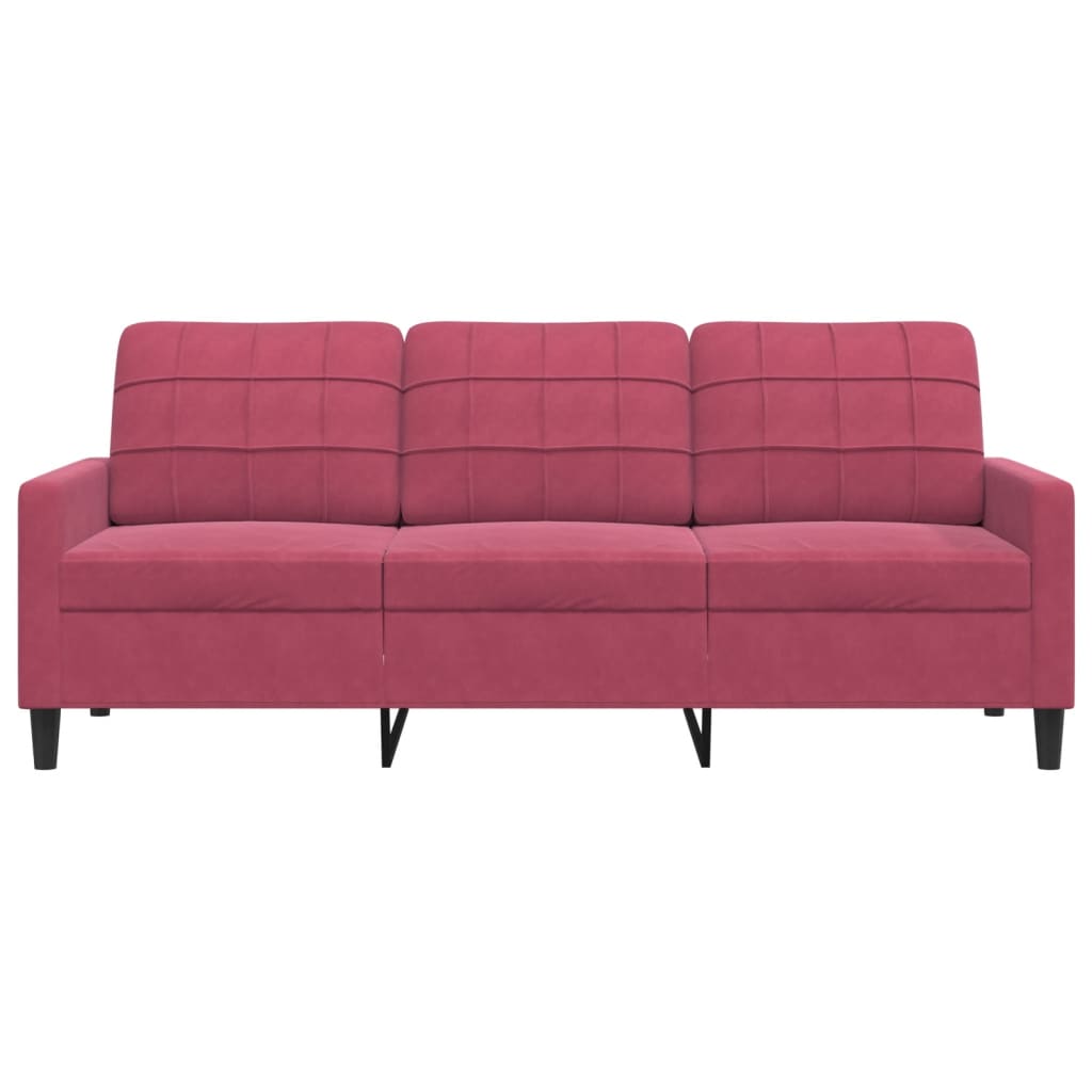 Canapé à 3 places Rouge bordeaux 180 cm Velours - XIOS