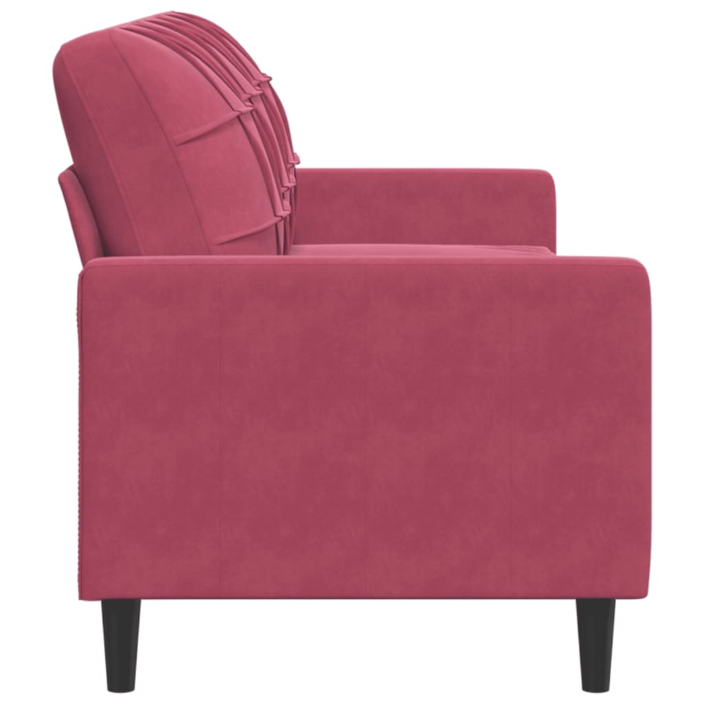 Canapé à 3 places Rouge bordeaux 180 cm Velours - XIOS