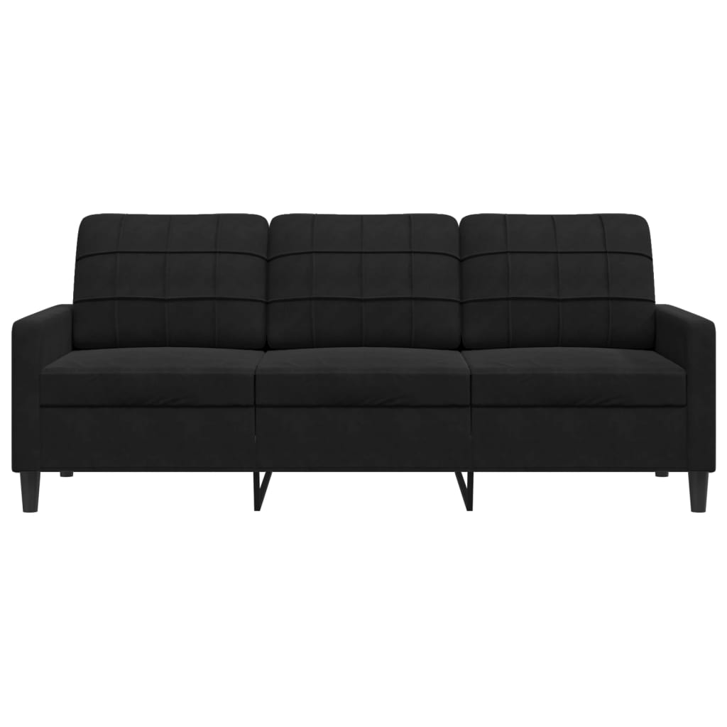 Canapé à 3 places Noir 180 cm Velours - XIOS