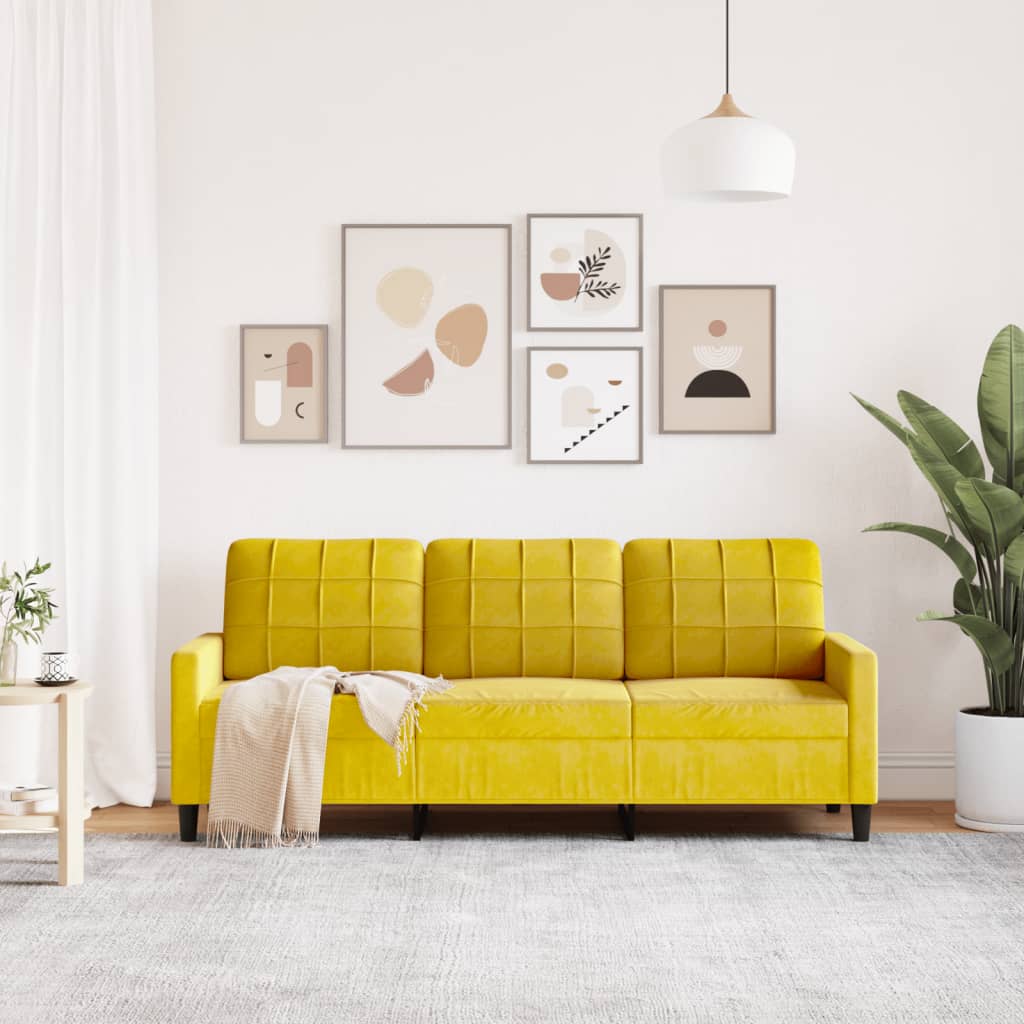 Canapé à 3 places Jaune 180 cm Velours - XIOS