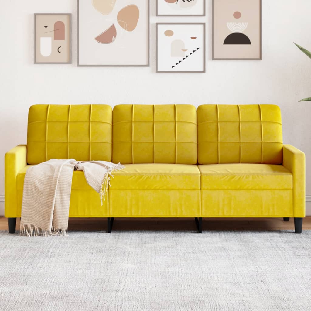 Canapé à 3 places Jaune 180 cm Velours - XIOS