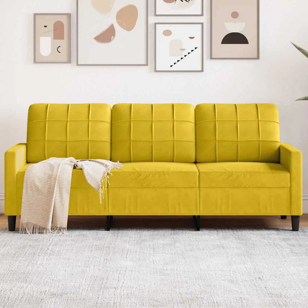 Canapé à 3 places Jaune 180 cm Velours - XIOS