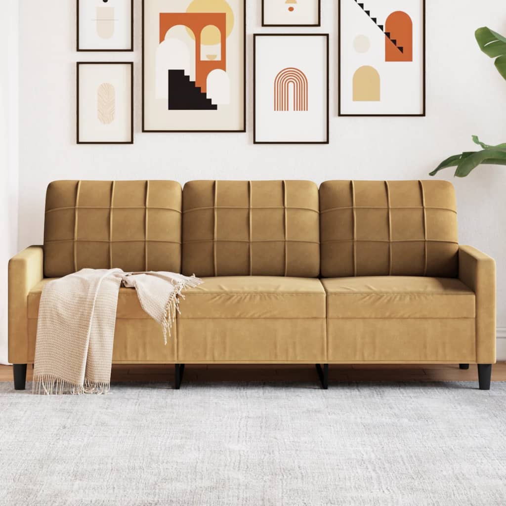 Canapé à 3 places Marron 180 cm Velours - XIOS