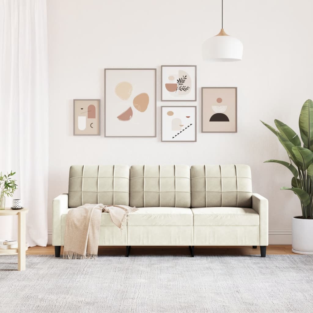 Canapé à 3 places Crème 180 cm Velours - XIOS