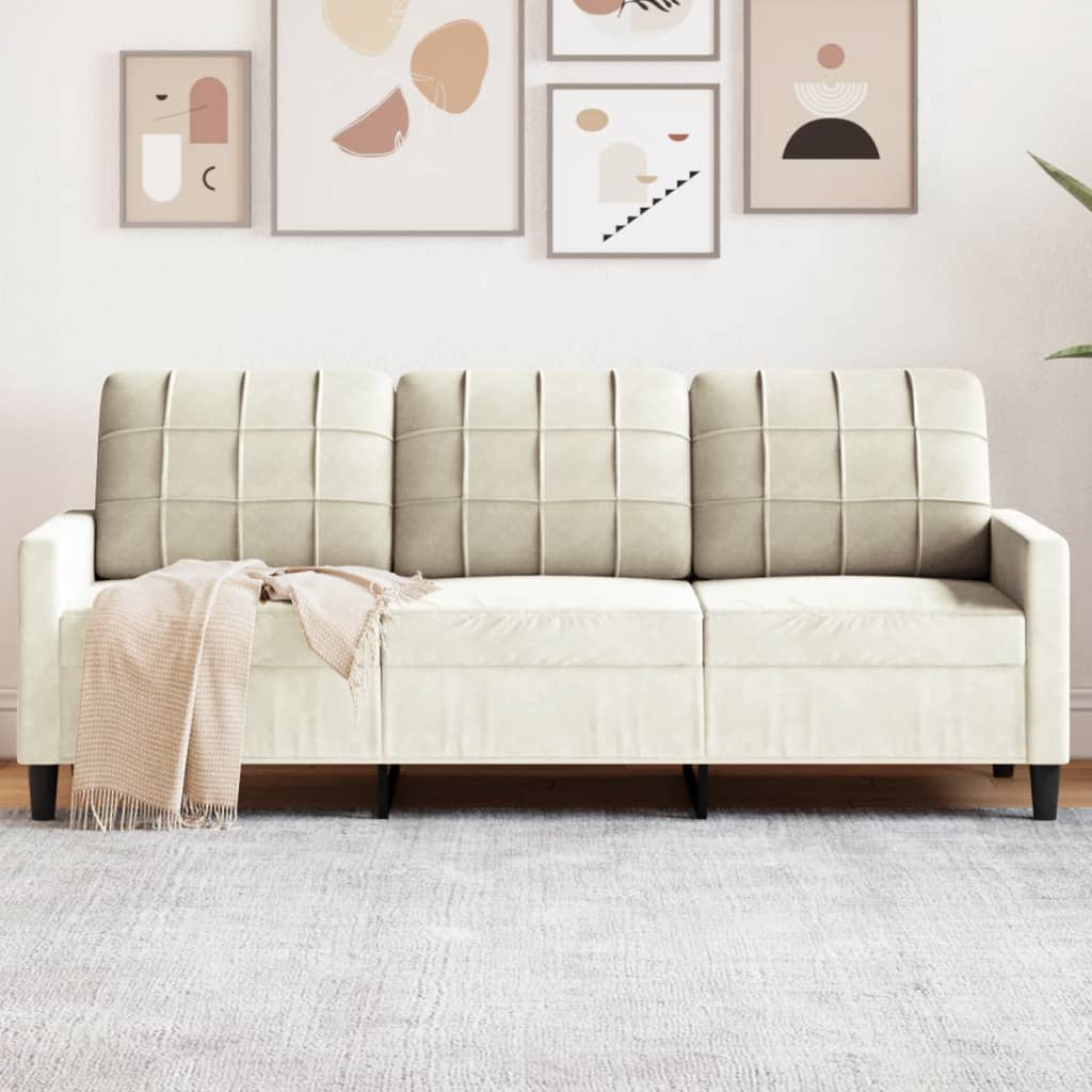 Canapé à 3 places Crème 180 cm Velours - XIOS