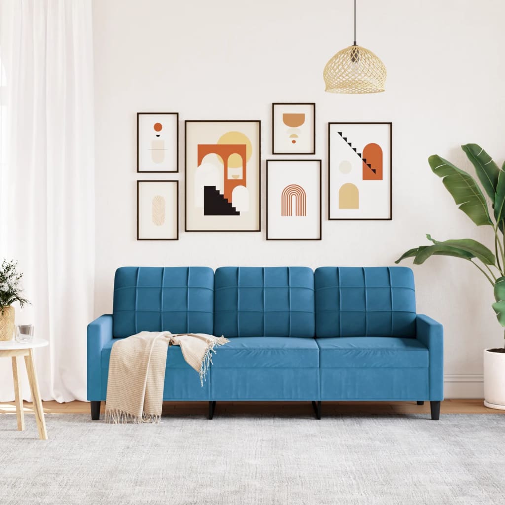 Canapé à 3 places Bleu 180 cm Velours - XIOS
