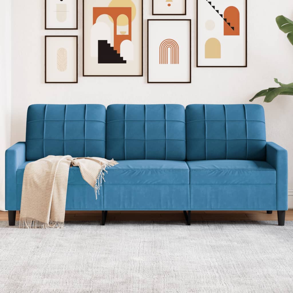 Canapé à 3 places Bleu 180 cm Velours - XIOS