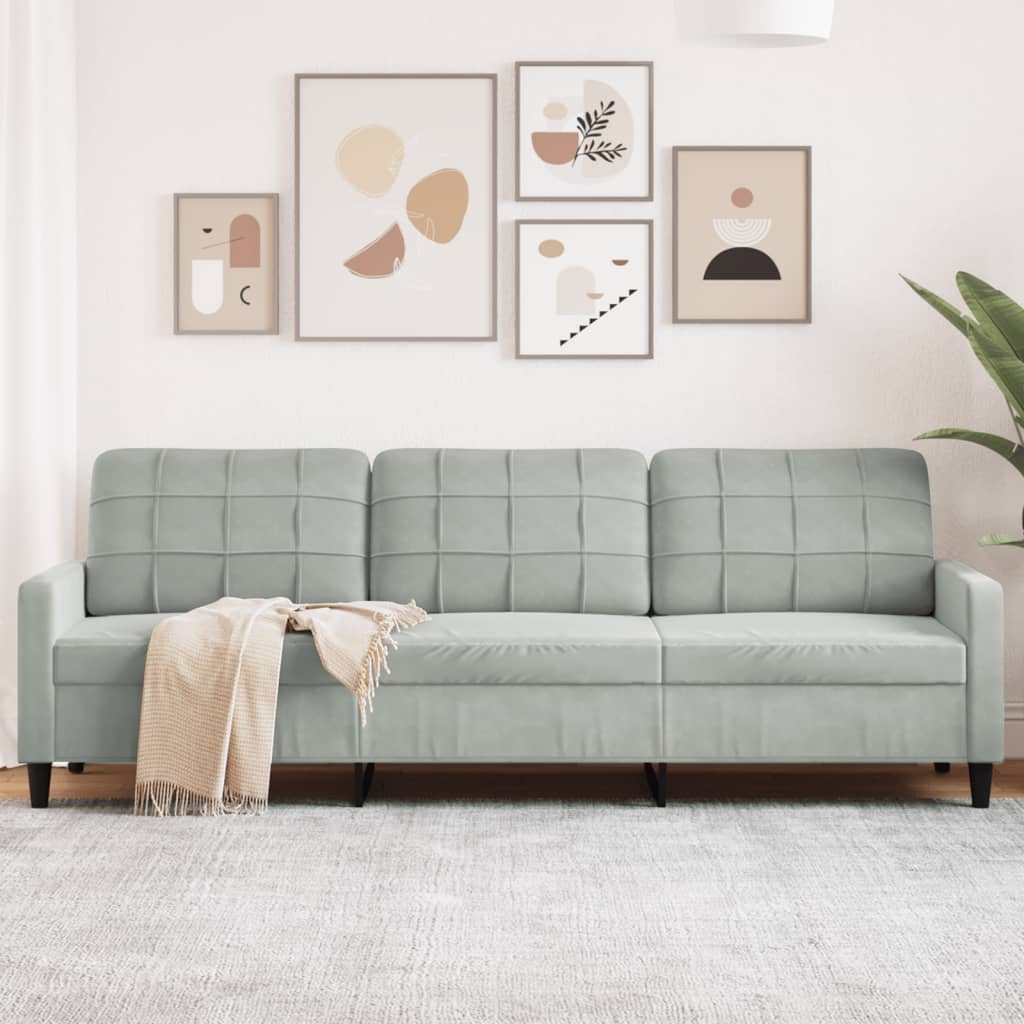 Canapé à 3 places Gris clair 210 cm Velours - XIOS